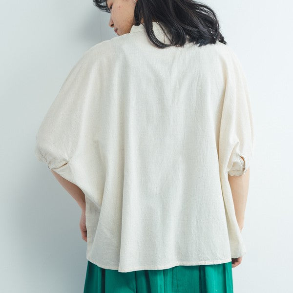 【おとなふく】 綿麻刺繍入りドルマンブラウス